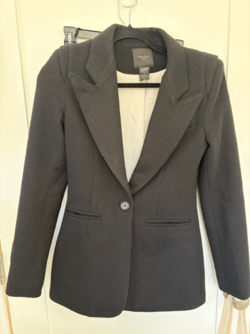 SMYTHE Les Vestes Black Wool Blend Tailored Blazer Size 4